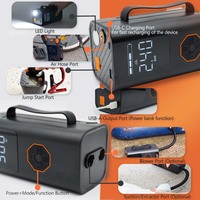 Démarreur de saut de voiture portable multifonctionnel 8 en 1 12V 6000mAh Banque d'alimentation extérieure d'urgence avec pompe à air