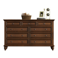 Commode moderne vintage américaine à neuf tiroirs en bois massif pour la chambre à coucher Armoire à neuf tiroirs pour le salon Rangement à neuf tiroirs