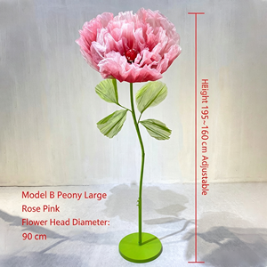Flor de Peonía Grande con Marco Metálico de 90cm de Diámetro, Apertura y Cierre Automático Eléctrico Mecánico, Hecha a Mano, Ecológica, de Organza, Estilo Europeo de Alta Gama - Product Image 6