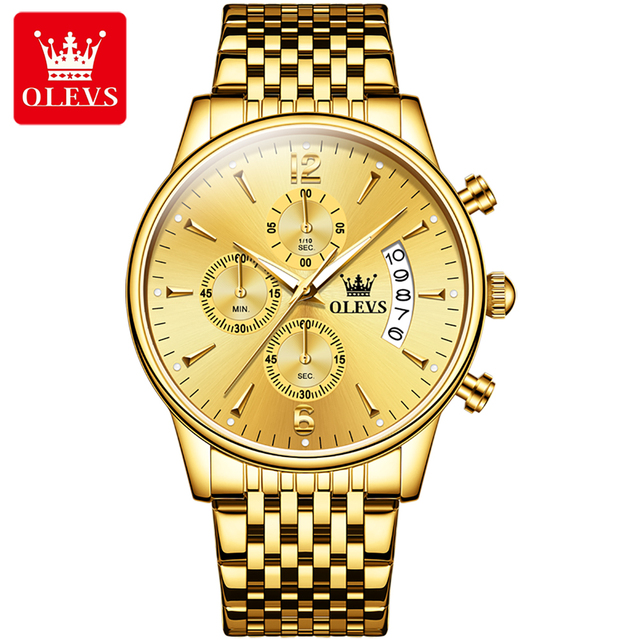 2867 Olevs Branded Wrist Watch Waterproof Large Golden Man Watch Steel Men's Fashion Watches