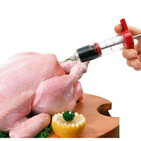 Mini 1OZ Inyector de sabor manual Jeringa de condimento de metal de grado alimenticio para carne y aves de corral