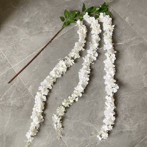 Gambo lungo bianco 3 rami fiori di glicine artificiali soffitto pendente fiori di ortensie per il matrimonio - Product Image 2