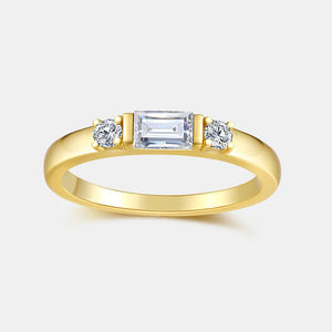 สง่างามฝรั่งเศส Baguette สองรอบตัด Moissanite แหวน925เงินสเตอร์ลิง18K ชุบทอง unisex แหวนหมั้นแหวนไมโคร - Product Image 1