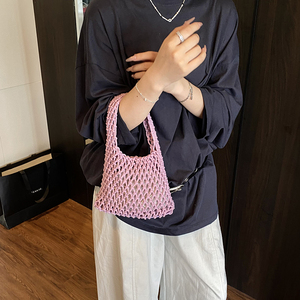 Nuova Borsa da Spiaggia alla Moda <span class=keywords><strong>in</strong></span> Rete di <span class=keywords><strong>Corda</strong></span> di Cotone Intrecciata, Borsa all'Uncinetto Fatta <span class=keywords><strong>a</strong></span> <span class=keywords><strong>Mano</strong></span> con Tasca Interna - Product Image 3