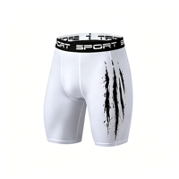 Shorts de compression pour hommes en gros, séchage rapide, anti-humidité, imprimé blanc, pour la gym, la course, le basketball et l'entraînement