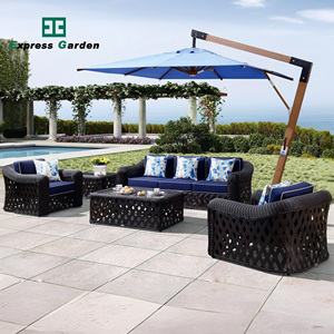 Conjunto de Muebles de Jardín de Lujo Modernos de Ratán y Aluminio para Exteriores, Sofás de Patio Resistentes a los Rayos UV para Jardín, Hotel, Villa, Parque - Product Image 1