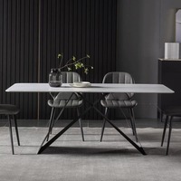 Ensemble de table et chaises de salle à manger en acier inoxydable de style nordique moderne, table rectangulaire pour 6 personnes, ensemble de meubles de salle à manger, cuisine, restaurant