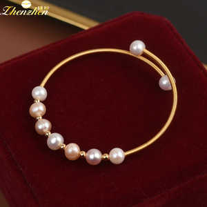 Bracelet jonc ajustable en perles d'eau douce blanches naturelles WENCHI pour femmes, vente en gros pour les fabricants - Product Image 1