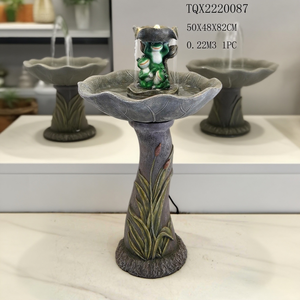 Statue de grenouille en polyrésine durable, <span class=keywords><strong>fontaine</strong></span> d'eau extérieure avec fleur de lotus, abreuvoir <span class=keywords><strong>pour</strong></span> oiseaux, décoration de jardin - Product Image 2