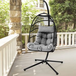 <strong>Egg</strong> <strong>Chair</strong> Modern Iron And PP Swing Stand Hanging <strong>Chair</strong> 350lbs Capacity For Balcony Bedroom Indoor Patio - Product Image 5