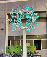 Escultura Cinética RGB Personalizada Senzhao para Exteriores, Molino de Viento Decorativo con Luces LED para Paisajes Urbanos y Jardines