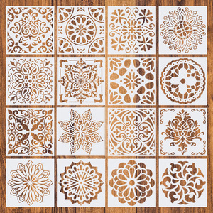 Pochoirs en plastique PP blanc bon marché, modèle de dessin de fleur et de Fruit pour enfants, <span class=keywords><strong>peinture</strong></span> de bricolage - Product Image 1