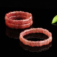 Bracelet en perles de quartz fraise naturel et cristal de bambou Aiyu en gros pour le commerce électronique et le streaming en direct