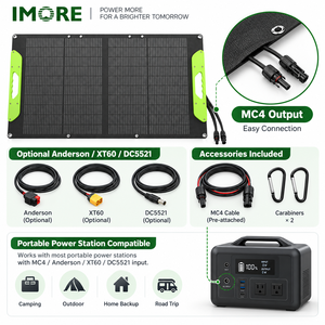 100W Foldable <b>Solar</b> <b>Panel</b> CE RoHS UKCA Monocrystalline ETFE IP67 for <b>Portable</b> Power Stations Travel Camping and Outdoor Use - Product Image 4