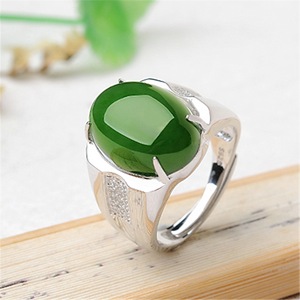 Vintage Luxus-Jadering, Kupfer-Silber-Plattierter <span class=keywords><strong>Ring</strong></span>, Verstellbarer Zirkon-<span class=keywords><strong>Ring</strong></span> für Damen und Herren - Product Image 2