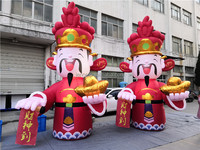Dessin animé géant du dieu de la fortune gonflable rouge populaire pour la décoration du festival du Nouvel An chinois