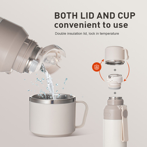 Đôi tường phích chai chân không <span class=keywords><strong>Flask</strong></span> <span class=keywords><strong>0.8L</strong></span> 1L thép không gỉ cách nhiệt xách tay du lịch chai nước với cup Nắp - Product Image 3