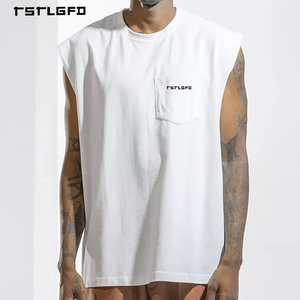 Débardeur 100 % coton de haute qualité pour hommes – Vente en gros, couleur unie, sans manches, coupe oversize, design tricoté sportif - Product Image 4