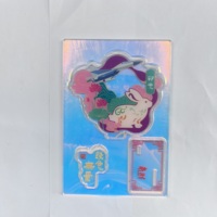 Présentoir rectangulaire en acrylique holographique personnalisé avec motif animal du zodiaque chinois et motif pièce de monnaie ajourée, souvenir de bureau, cadeau en gros