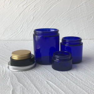 Envase de Vidrio Azul Cobalto Hermético de 30 <span class=keywords><strong>ml</strong></span>, <span class=keywords><strong>60</strong></span> <span class=keywords><strong>ml</strong></span>, 100 <span class=keywords><strong>ml</strong></span>, Frasco Recto para Bálsamo, Crema, Vela, con Tapa Metálica Dorada, Plateada o Negra - Product Image 2