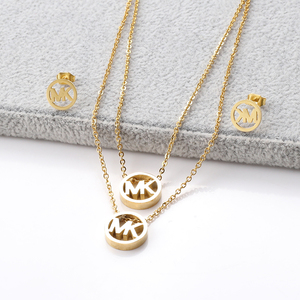 Ensembles de <span class=keywords><strong>Bijoux</strong></span> en Acier Inoxydable MK pour Femmes, Collier Pendentif de Mode pour <span class=keywords><strong>Femme</strong></span>, <span class=keywords><strong>Cadeau</strong></span> Américain, Chaîne de Fête, Mariage - Product Image 4