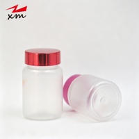 Bouteille en plastique PET givrée vide de 80 cc avec bouchon à vis, conteneur cosmétique pour pilules et crèmes, vente en gros avec bouchon en aluminium