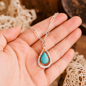 Collana con Ciondolo a Goccia, Design Vintage, Collana Classica per Donne - Product Image 4