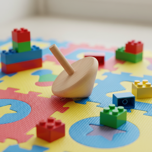 <span class=keywords><strong>Toupie</strong></span> en bois traditionnelle nostalgique pour enfants de 7 à 14 ans – Jouet interactif rotatif en bois avec puzzle coloré - Product Image 6
