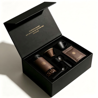 Coffret cadeau de luxe personnalisé pour livres et café, en carton rigide recyclable avec doublure en éponge, fermeture magnétique, impression quadricolore, pour entreprises