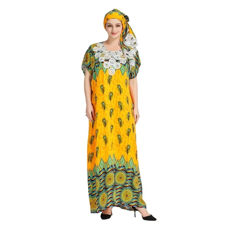 New Fashion Design Bright Loose Traditional Printed African Casual Robe Africaine Women Dress