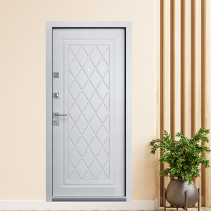 Film PVC de haute qualité Modèle 3D Design Style moderne Porte extérieure solide pour appartementSous-sol en MDF Fabricant OEM du Vietnam - Product Image 1