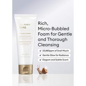 Missha Cell Renew Snail Foaming Cleanser 100 ml Nettoyant moussant pour le visage à base d'extrait d'escargot Nettoyage en profondeur pour tous types de peaux - Product Image 3
