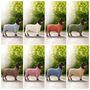 Mono transpirable de bambú y algodón orgánico para <span class=keywords><strong>perros</strong></span>, con cuello alto, para recuperación de heridas y prevención de lamidas, para Dachshund - Product Image 3