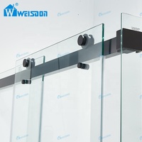 Weisdon en acier inoxydable noir mat cabine de douche salle de douche en verre sans cadre pour salle de bain
