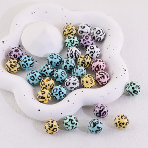 Cuentas Sueltas de Resina Acrílica y Plástica con Estampado de Leopardo de 16 mm (Azul Claro/Amarillo/Morado) Color Aleatorio Verano 2024 para Hacer Joyas - Product Image 2