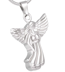 Kalung Liontin Urn Kremasi Baja Anti Karat Vintage <span class=keywords><strong>Angel</strong></span> Girl dengan Sayap, Perhiasan Kenang-kenangan Abu - Product Image 2