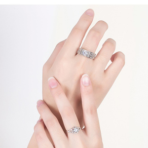 2025 nuevo anillo de pareja de flor de ciruelo con anillo ajustable con <span class=keywords><strong>patrón</strong></span> geométrico europeo y americano de la <span class=keywords><strong>Gran</strong></span> Muralla - Product Image 5