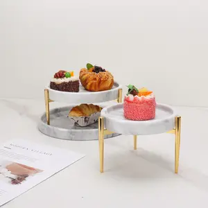 그릇 바구니 서빙 트레이 컵케익 케이크 스탠드 디저트 선반 디스플레이 과일 케이크 계층 대리석 유럽 럭셔리 화이트