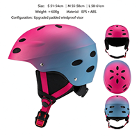 Casque de ski pour adulte, casque de snowboard, casque de sécurité pour sports de neige de couleur dégradée avec sangle pour masque de ski pour le ski en plein air en hiver