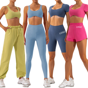 2023 Autumn Women Fitness Sports Gym 6-Piece Solid Active Stretch Nylon/Spandex Activewear Workout Clothing Sets <b>Top</b> Leggings - Product Image 1