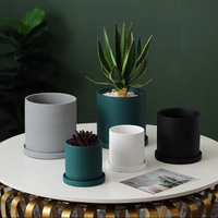 Pots de fleurs en céramique émaillée légers de style nordique moderne avec plateau, logo personnalisé, décoration pour la maison et le jardin, pots de fleurs d'intérieur