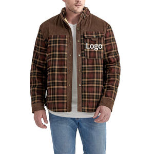 Giacca Retro da <span class=keywords><strong>Uomo</strong></span> Personalizzata con Fodera in Sherpa, Cotone Ispessito, Maniche Lunghe, <span class=keywords><strong>Collo</strong></span> Alto, Antivento, Classica Camicia a Quadri - Product Image 2