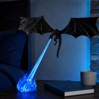 Veilleuse LED Dragon Noir USB à Activation Sonore, Ornement Gothique Médiéval, Cadeau Fantastique, Décoration de Chambre