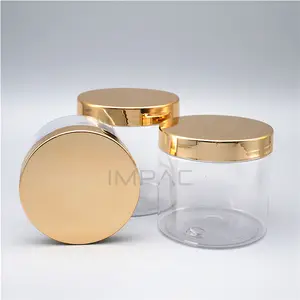 Transparente Plastik gläser für Körper creme behälter mit goldenem Deckel 200ml