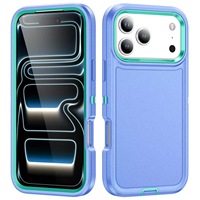 Étui de protection multifonctionnel robuste JUNBO avec clip ceinture pour iPhone 18 17 Pro Max – Hybride PC TPU Noir Bleu