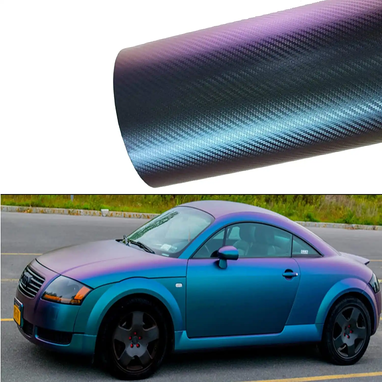 Papel de envoltura de vinilo para coche, envoltura de camaleón metálico, púrpura, brillante, Económico