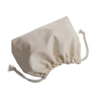 Sac cosmétique en toile beige écologique avec cordon de serrage, pochette en tissu doux, grande capacité, sac de rangement pour maquillage de voyage