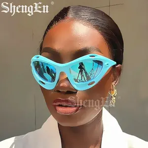 9367 Latest Big Frame Cat Eye Y2K Sunglasses Women Men Cycling Sports Sunglasses 2023