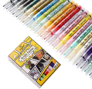 Flysea Hot Item 24 Colors Pack Acrylic Paint Pen Markers For All Surfaces Water based ink OEM