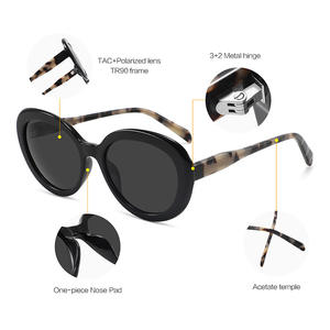 Gafas de Sol de Acetato con Montura TR90, Redondas, Grandes, para Mujer, Protección UV400, Polarizadas, Estilo Europeo, Protección Solar - Product Image 2